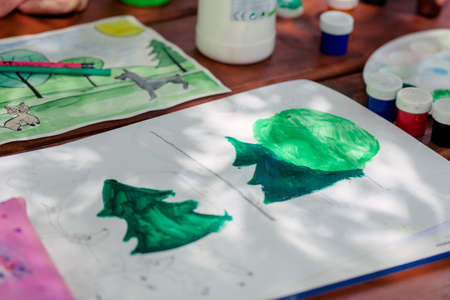 Lesson private of aquarel drawing for childrenの写真素材