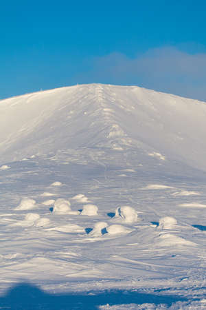 Hibiny sunny cold mountains snow ski season in Kirovsk