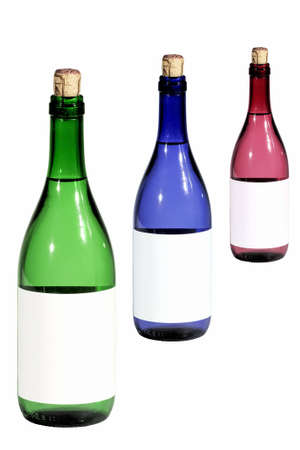 Three Bottle of Wine (Champagne) Isolated on White Backgroundの写真素材