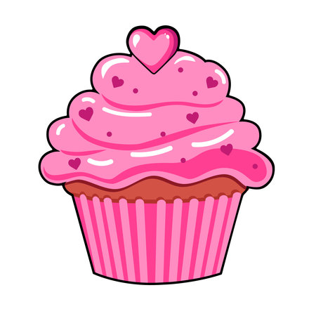 Vector icon cake with heart for Valentine day. Flat design element collection. For greeting card