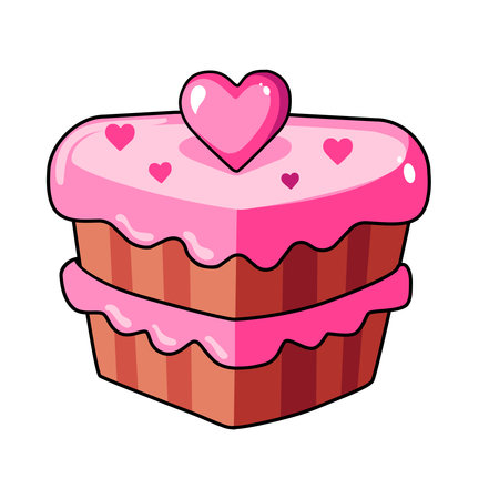 Vector icon pie with heart for Valentine day. Flat design element collection. For greeting card