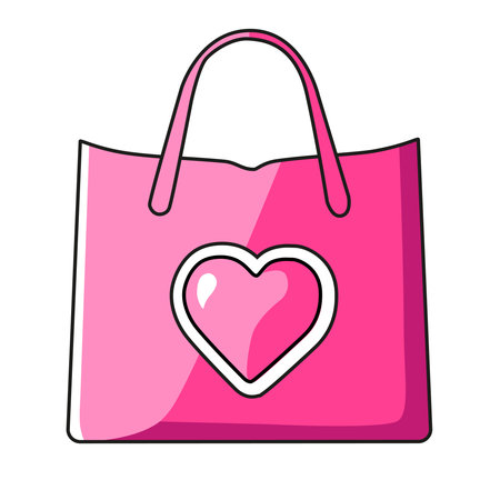 Vector icon bag with heart for Valentine day. Flat design element collection. For greeting cardのイラスト素材