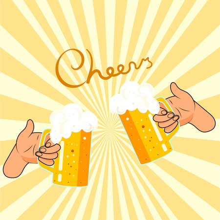 Illustration of toast with beer mugのイラスト素材