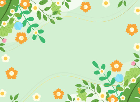 floral background with flowers and place for your text, vector illustrationのイラスト素材
