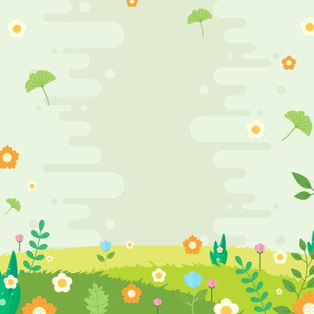 Spring background with flowers and grass. Vector illustration. Eps 10.のイラスト素材