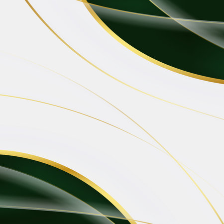 Abstract green background with golden lines. Vector illustration. Eps 10.のイラスト素材