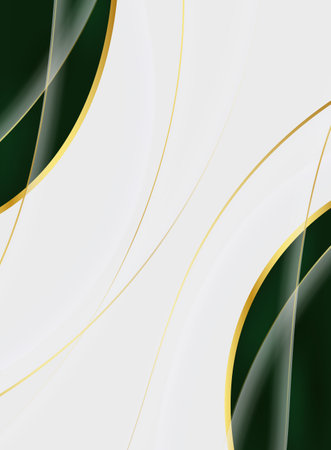 Green and white abstract background with golden lines. Vector illustration for your designのイラスト素材