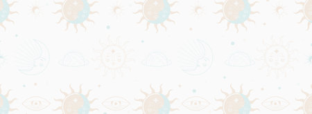 Seamless pattern with cute cartoon suns. Vector illustration.のイラスト素材