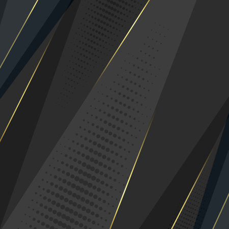 Abstract dark background with halftone dots and golden lines. Vector illustrationのイラスト素材