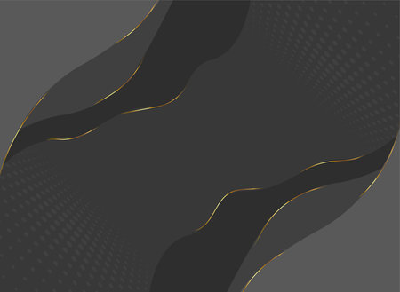 Black and gray abstract background with golden lines and dots. Vector illustrationのイラスト素材