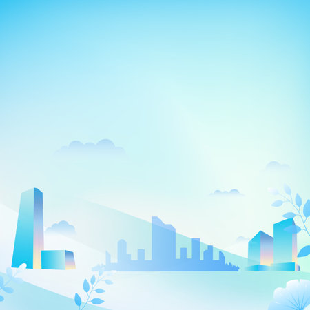 Blue and white cityscape background.のイラスト素材