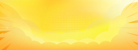Sunset sky background with sun rays and clouds. Vector illustration.のイラスト素材