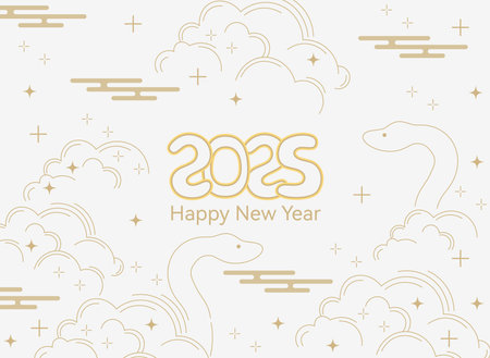 Happy New Year 2025 Greeting Card. Vector Illustration.