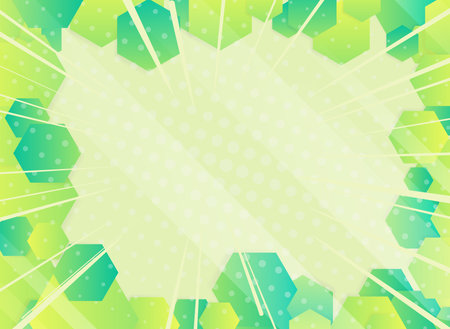 abstract background with green hexagons and halftone dots.のイラスト素材