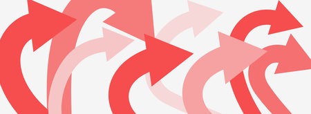 Red and white arrows on a white background. Vector illustration for your design.