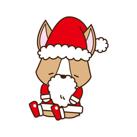 It is an illustration that Corgi Santa Claus which can be used for Christmas is sleeping.の写真素材