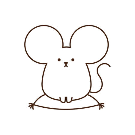Black-and-white illustration of a zodiac (child) sitting on a cushion that can be used for New Year's cardsの写真素材