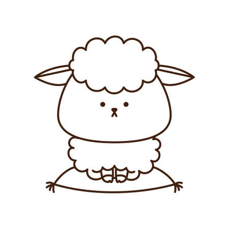Black-and-white illustration of a zodiac (sheep) sitting on a cushion that can be used for New Year's cardsの写真素材