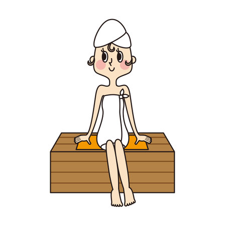 Young woman enjoying sauna in hot springの写真素材