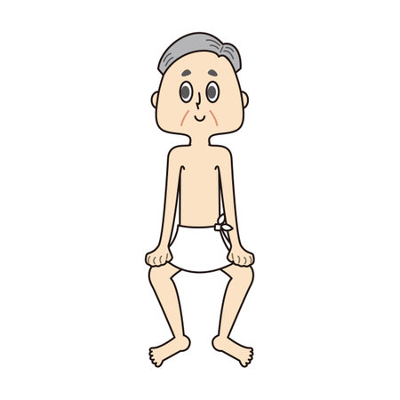 An old father enjoying a sauna in a hot springの写真素材