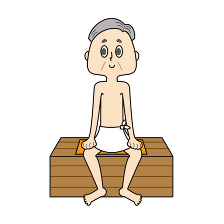 An old father enjoying a saunaの写真素材