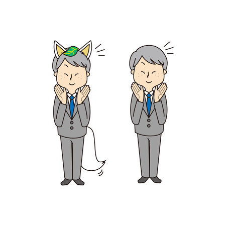 a fox turned into a man of a human salaried manの写真素材