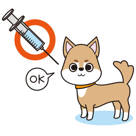 a dog that has been injected with rabiesのイラスト素材