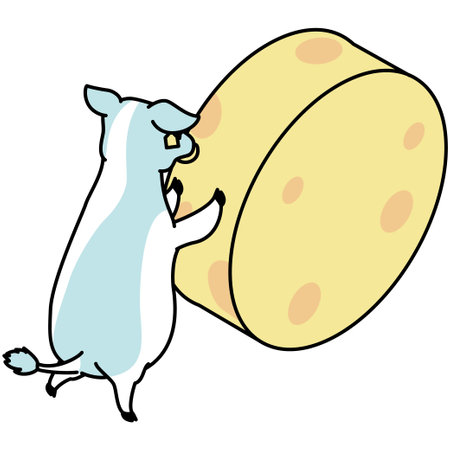 It is an isometric illustration of a cow that rolls and carries cheese.のイラスト素材