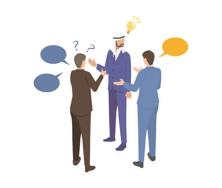 It is an isometric illustration set of a person who interprets a Middle Eastern businessman.のイラスト素材