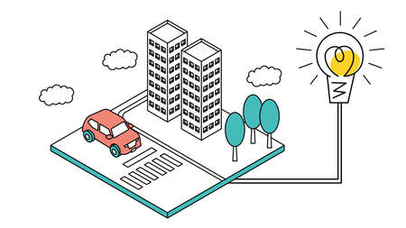 It is an isometric illustration of a smart city.のイラスト素材