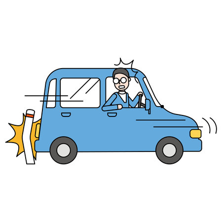 It is an illustration of a car that caused a car accident.のイラスト素材