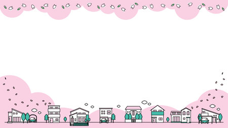 Building icon illustration set B (spring).のイラスト素材