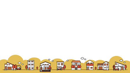 Building icon illustration set B (autumn).のイラスト素材