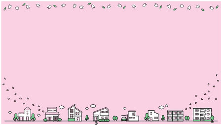 Building icon illustration set A (spring).のイラスト素材