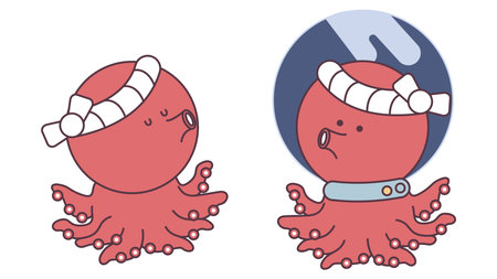 It is an illustration of a cute octopus character set.のイラスト素材