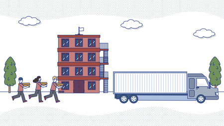 It is an illustration of a member of a startup moving in a large truck.