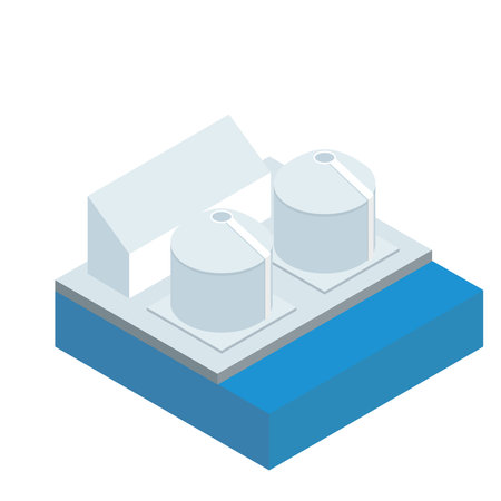 It is an isometric illustration of a nuclear power plant.のイラスト素材