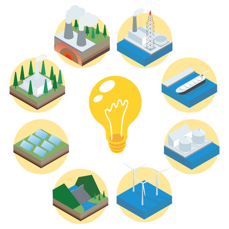 It is an illustration of a simple icon set related to energy.のイラスト素材