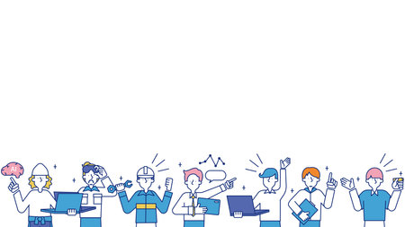 This is an illustration set A of a man who works in science.のイラスト素材