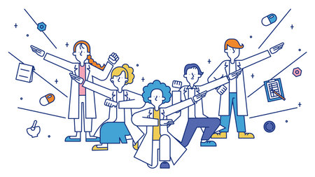 It is an illustration of a man and a woman who work as pharmacists.のイラスト素材