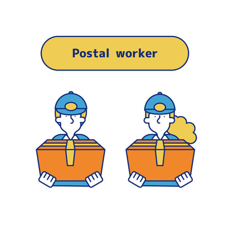 It is an illustration of a set (upper body) of men and women engaged in the delivery industry.のイラスト素材