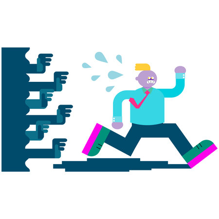 This is an illustration of a man running away from stress and daily busyness.のイラスト素材