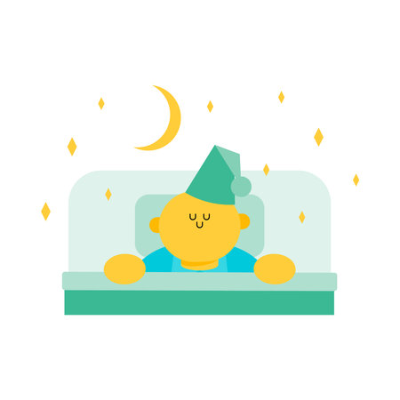 This is an illustration of a man with a clean face and a good night's sleep.のイラスト素材