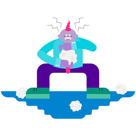 This is an illustration of a man who has reached his limit as a result of stress from busy work.のイラスト素材