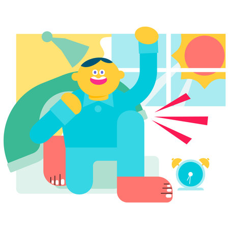 This is an illustration of a man with a clean face and a good night's sleep.のイラスト素材