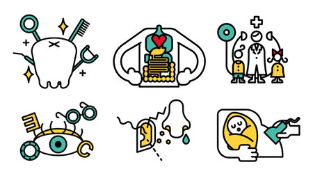 This is an illustration of a simple line drawing icon set G hospital.のイラスト素材