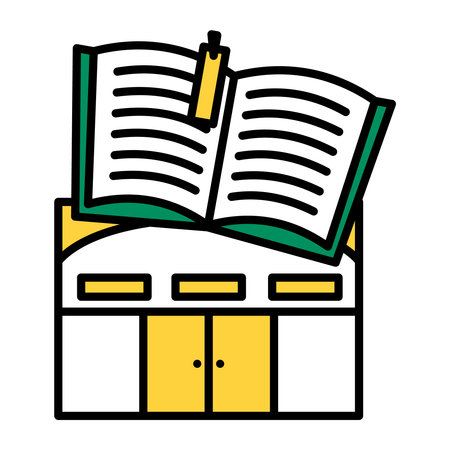 This is a simple line drawing illustration of a bookstore.のイラスト素材