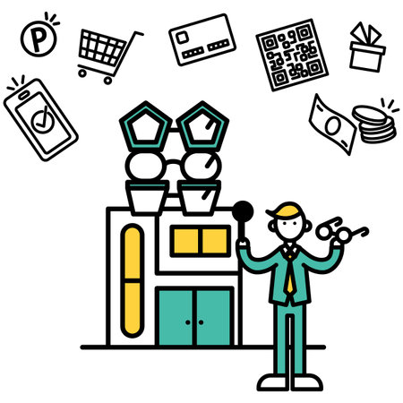This is a simple line drawing illustration of an optician.のイラスト素材