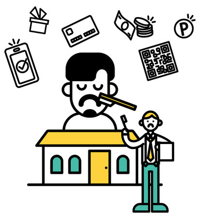 A simple line drawing illustration of a beauty salon.のイラスト素材