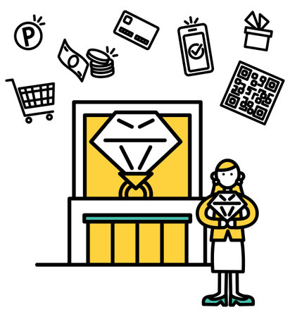 A simple line drawing illustration of a jewelry store.のイラスト素材